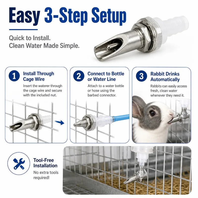 10-Pack Rabbit Nipple Drinker | Galvanized Duckbill Waterer Rabbit Nipple Drinker QXL
