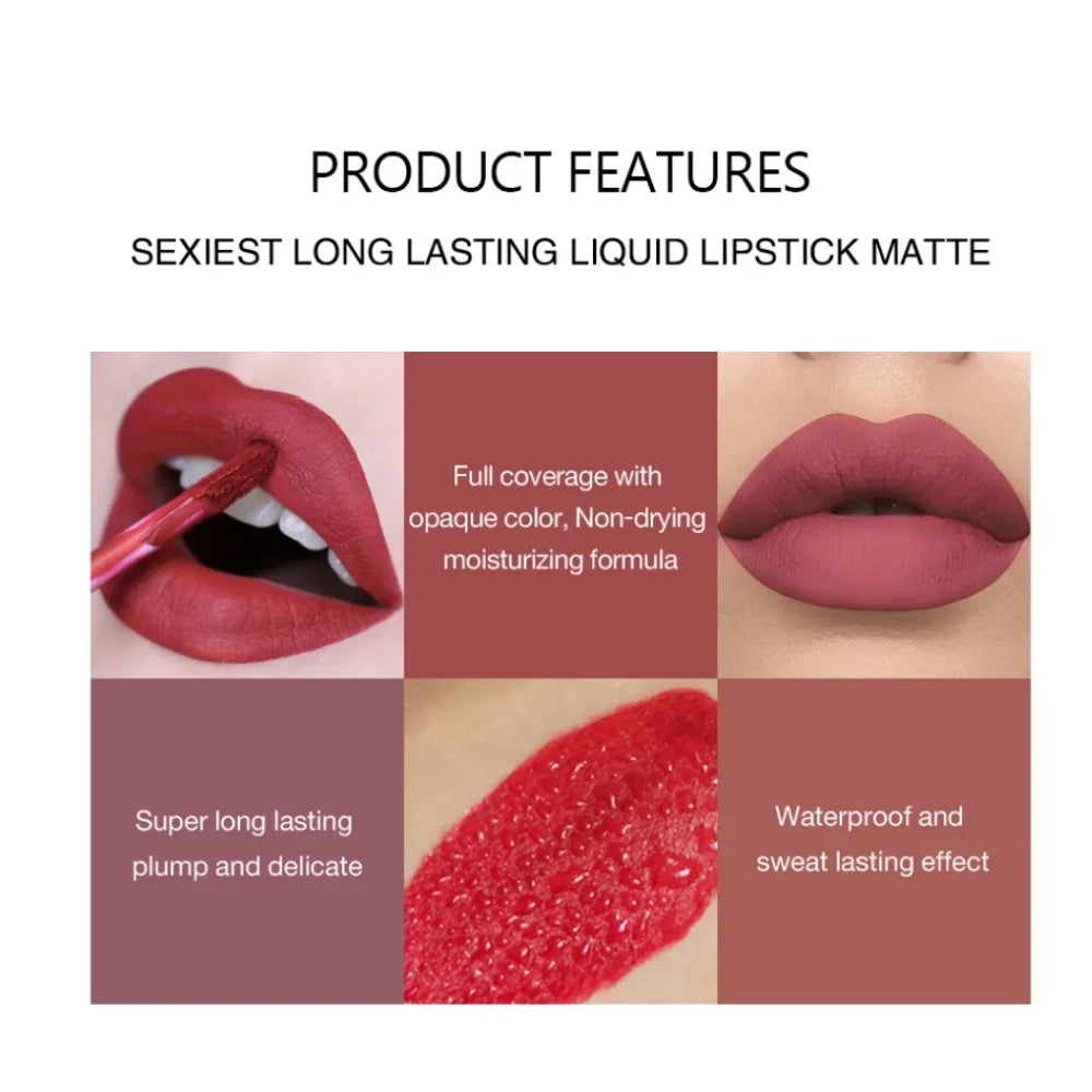 Handaiyan Matte Liquid Lipstick | 12 Shades Velvet Lip Gloss Matte Liquid Lipstick QXL