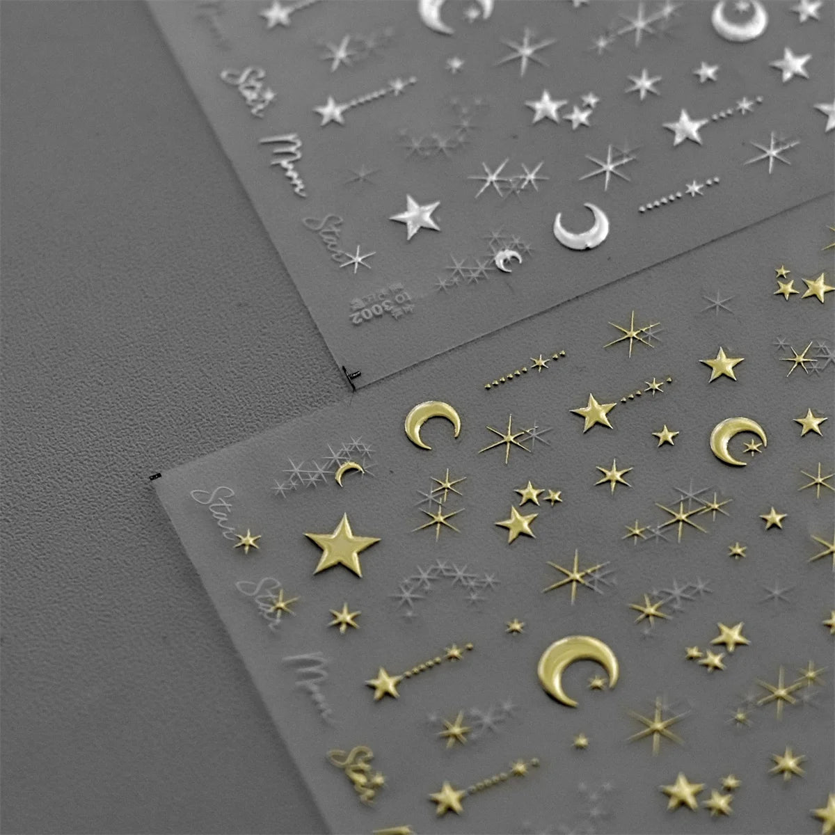 5D Bronzing Star Moon Nail Art Stickers | Gold Silver Decals Nail Art Stickers QXL