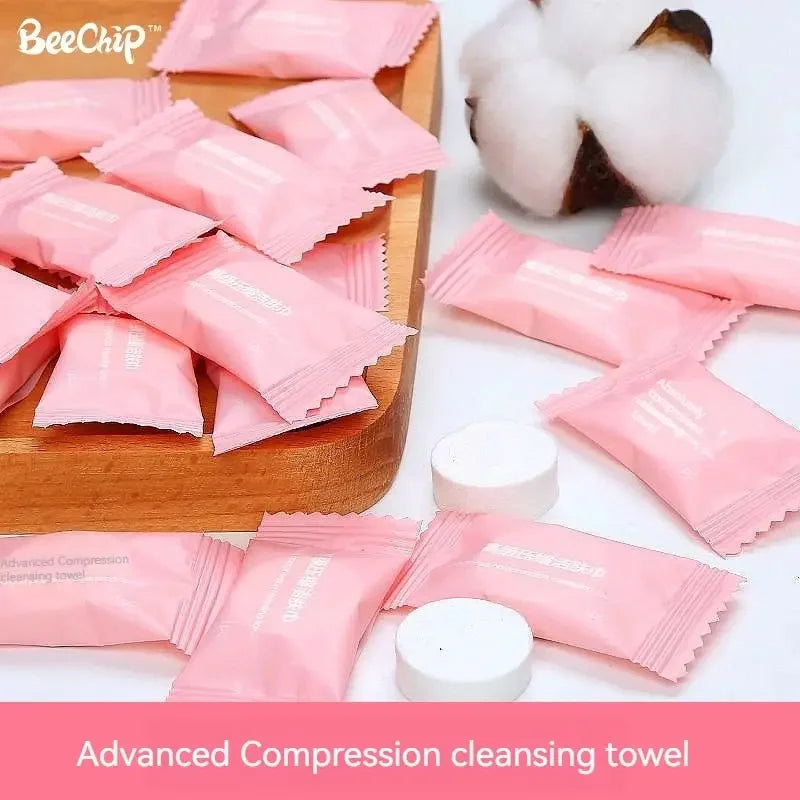 VVOCCI 50-Pack Disposable Compressed Cotton Face Towels Disposable Face Towels QXL