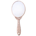 Vintage Handheld Makeup Mirror with Handle | Retro Vanity Handheld Vanity Mirror QXL Oval rose gold