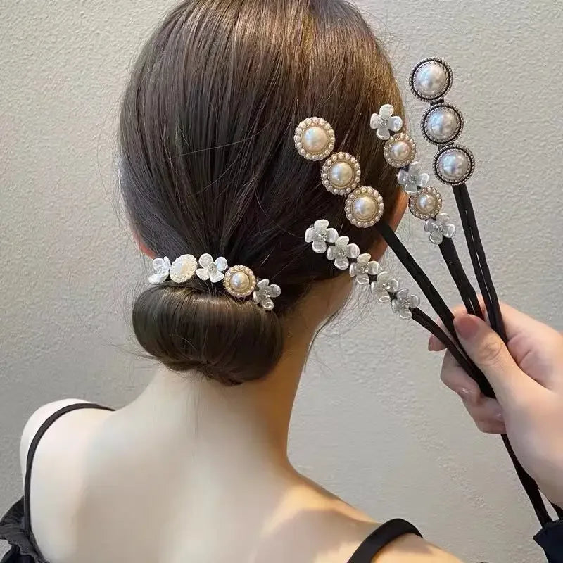 Pearl Flower Bun Maker & Hair Braider Styling Tool Hair Bun Maker QXL