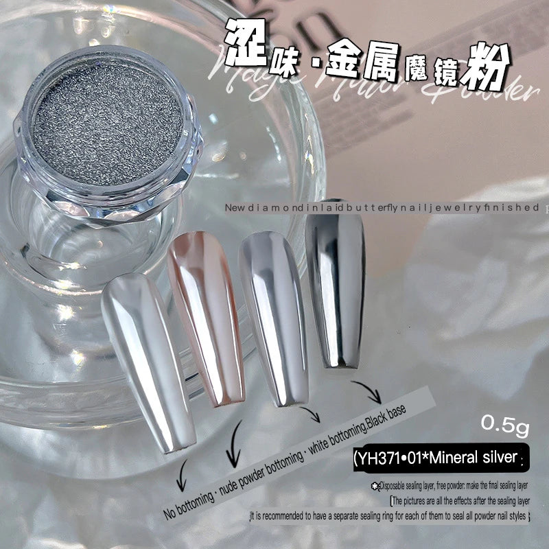 Mirror Chrome Nail Powder – Pearl Glitter Dust | 4 Shades Chrome Nail Powder QXL