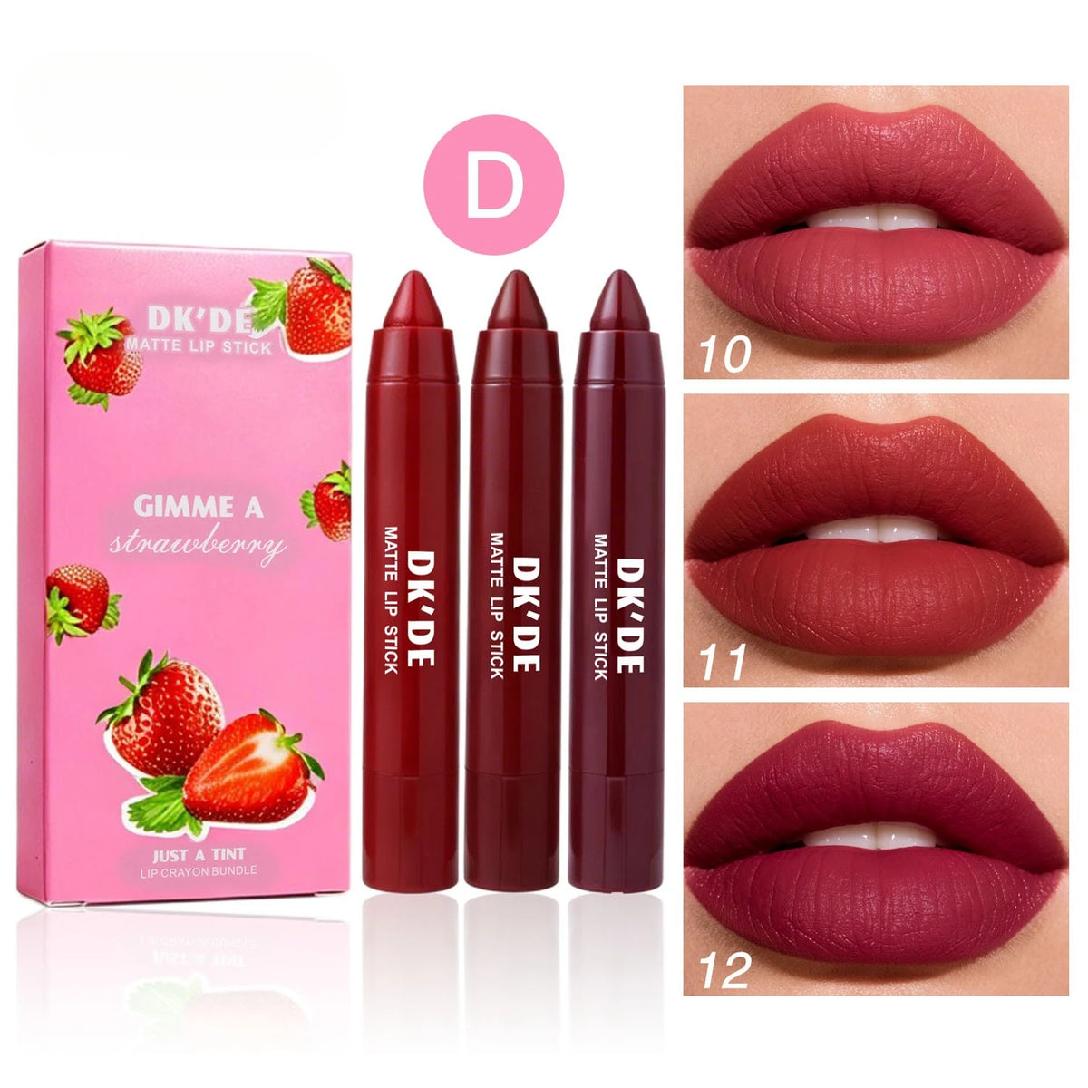 3-Color Matte Lip Crayon Set | Long-Lasting Transfer-Proof Matte Lipstick Set QXL DK1025-D