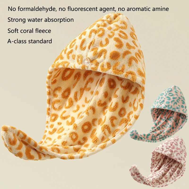 Quick-Dry Hair Towel Wrap Bonnet | Absorbent Coral Fleece Hair Towel Wrap QXL