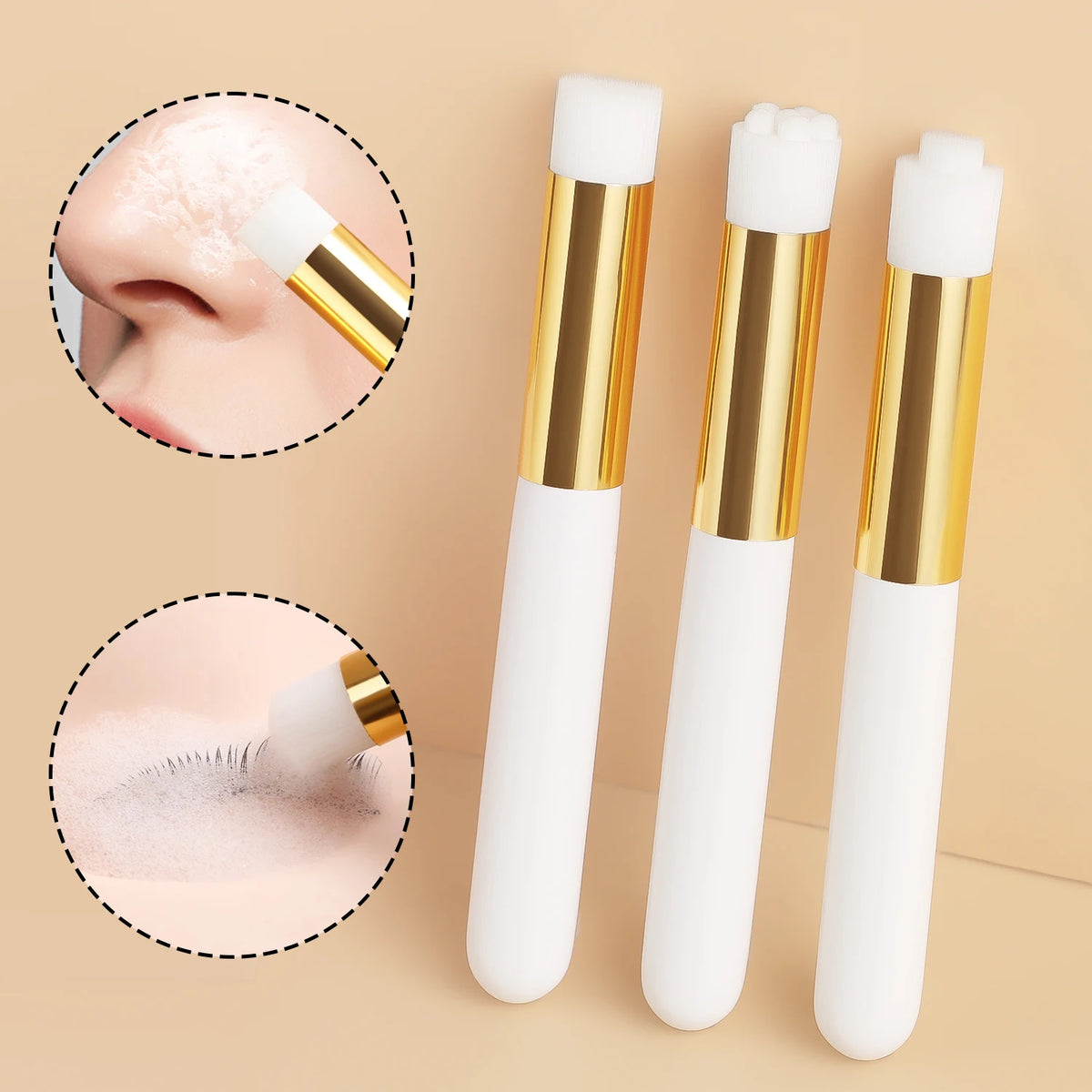 3-Pack Soft Nose & Lash Cleansing Brushes | Pore Cleanser Facial Cleansing Brush QXL