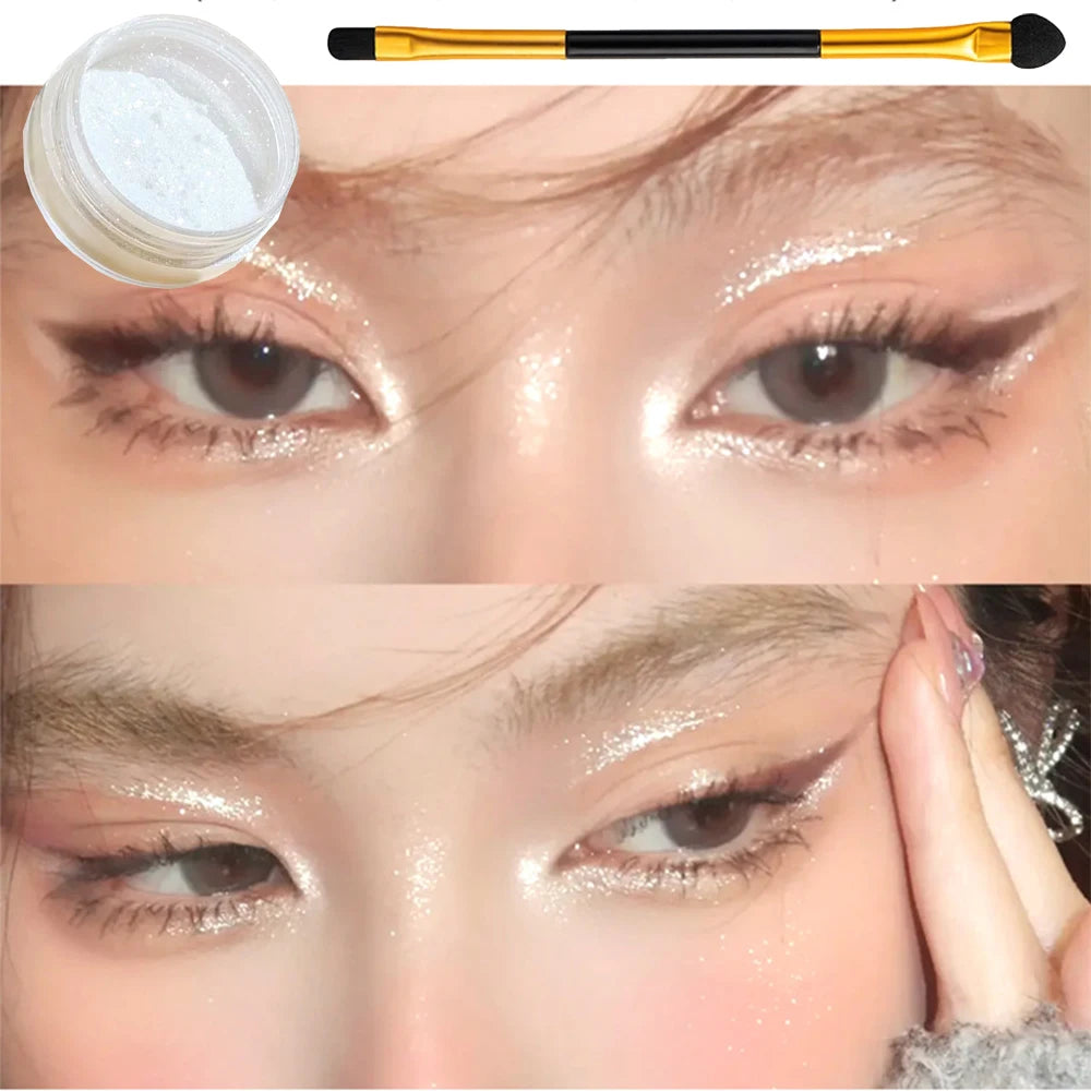 Glitter Highlighter Powder & Dual-End Brush | Shimmer Glow Shimmer Highlighter Powder QXL