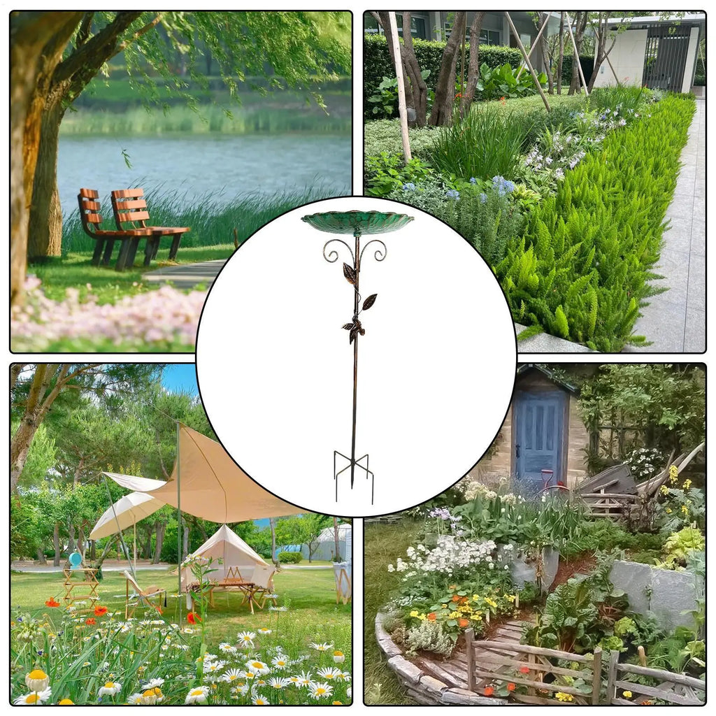 Height-Adjustable Metal Bird Bath & Feeder | Yard & Patio Bird Bath & Feeder QXL