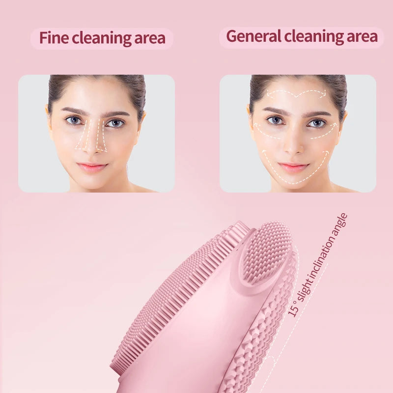MOZHOU Electric Silicone Face Brush | Hot Compress & Vibration Facial Cleansing Brush QXL
