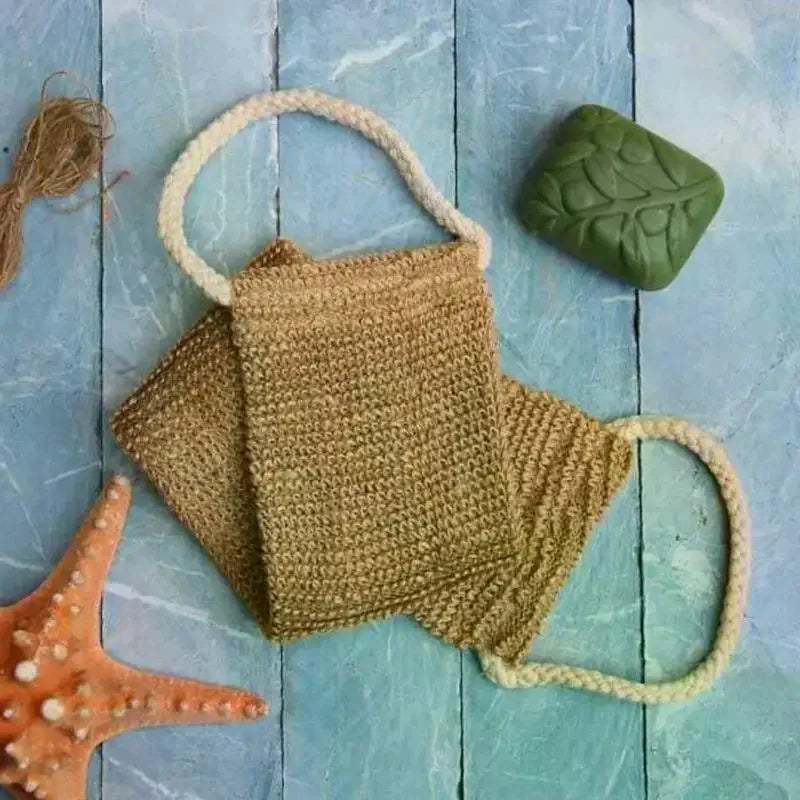Natural Jute Back Scrubber & Exfoliating Bath Glove Set Bath Scrubber Set QXL