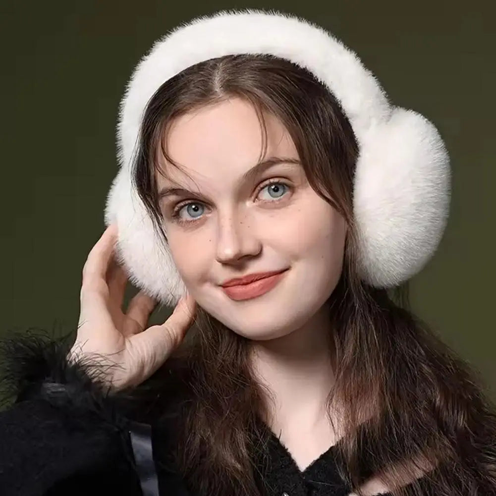 Foldable Faux Fur Earmuffs – Soft Plush Winter Ear Warmers Winter Earmuffs QXL