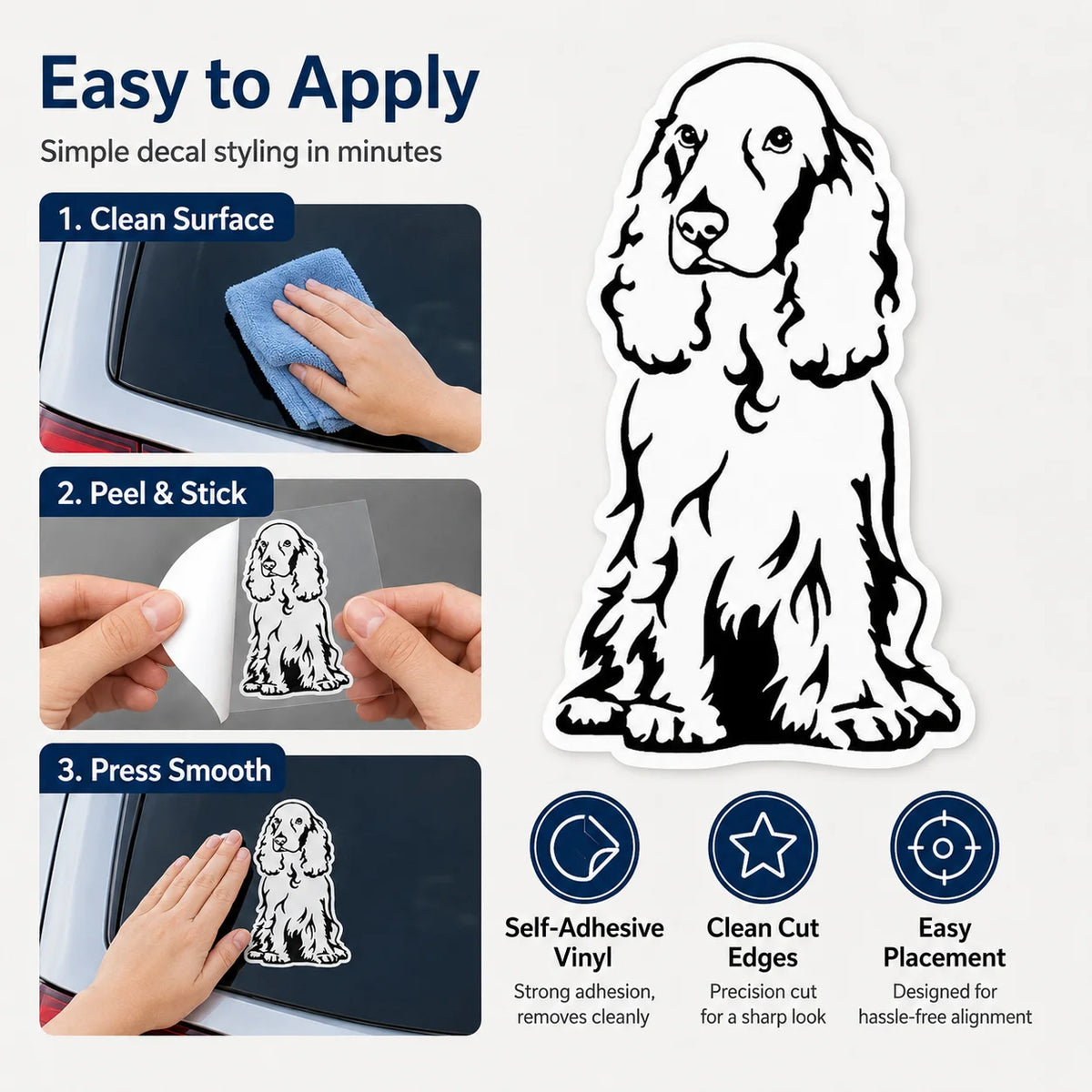 Cocker Spaniel Vinyl Decal | Waterproof Car & Laptop Sticker Vinyl Decal Sticker QXL