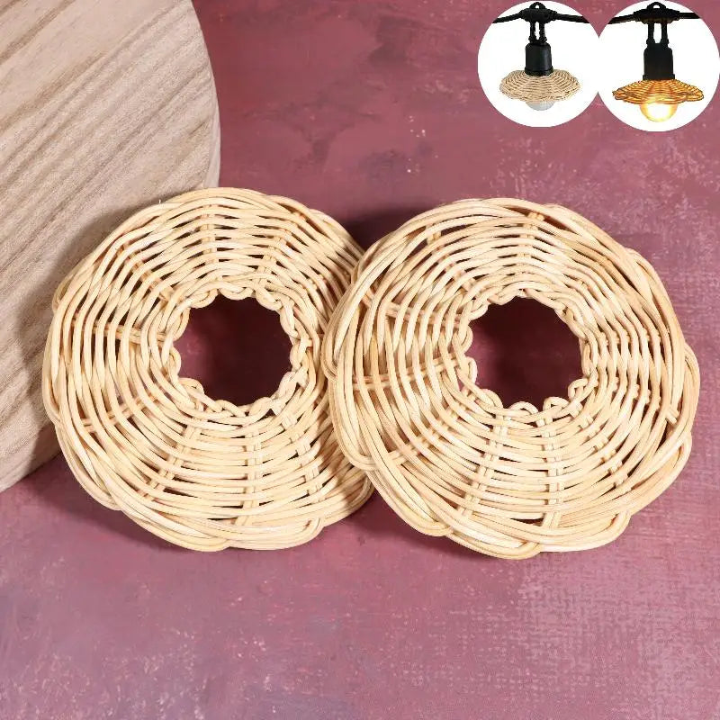 Handwoven Rattan Pendant Lampshade | Retro Basket Shade 2-Pack Pendant Lampshade QXL Default Title