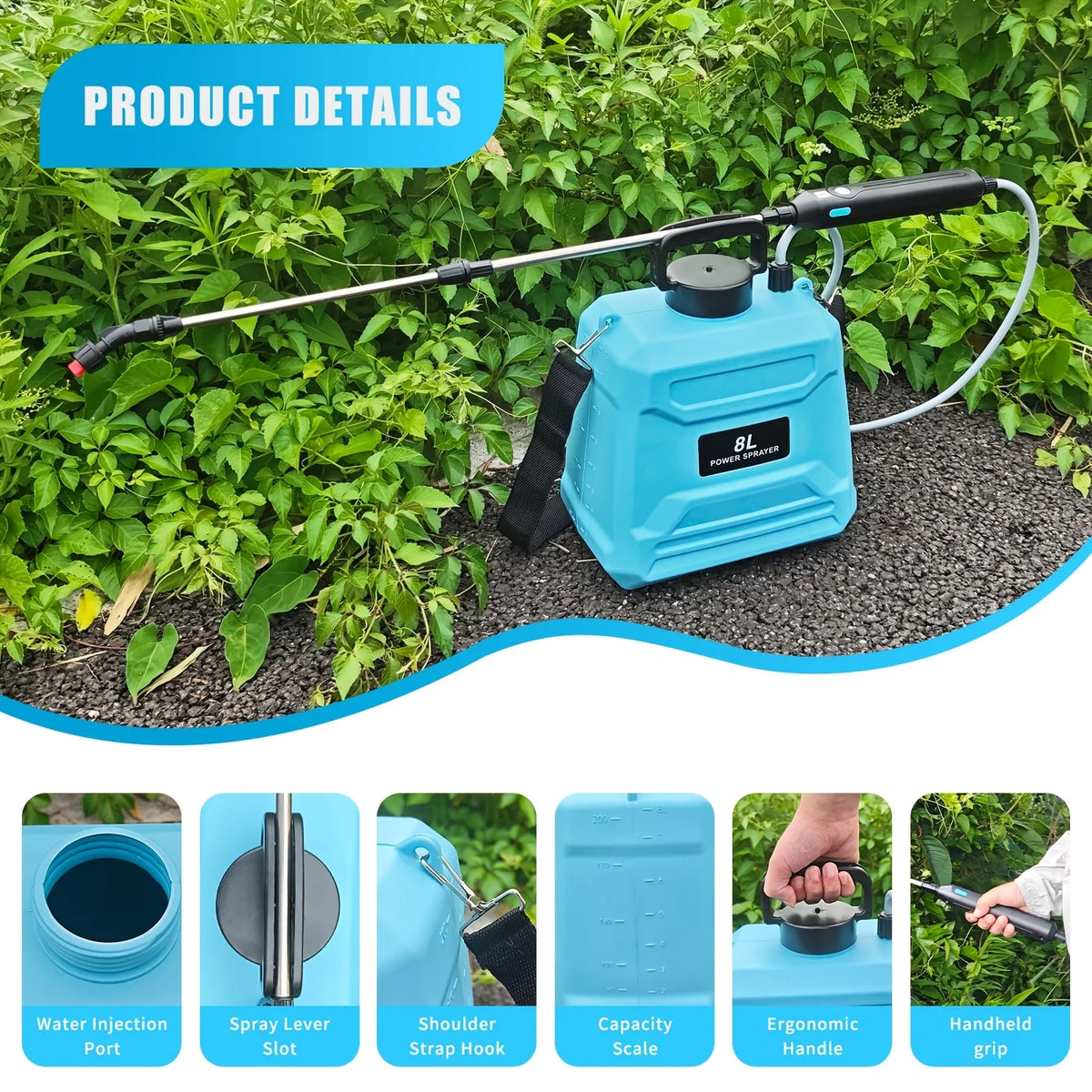 8L USB Rechargeable Battery Powered Backpack Garden Sprayer Electric Garden Sprayer QXL