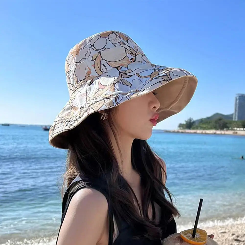 Women's Reversible Floral Bucket Hat | Wide Brim UV Sun Hat Wide Brim Sun Hat QXL