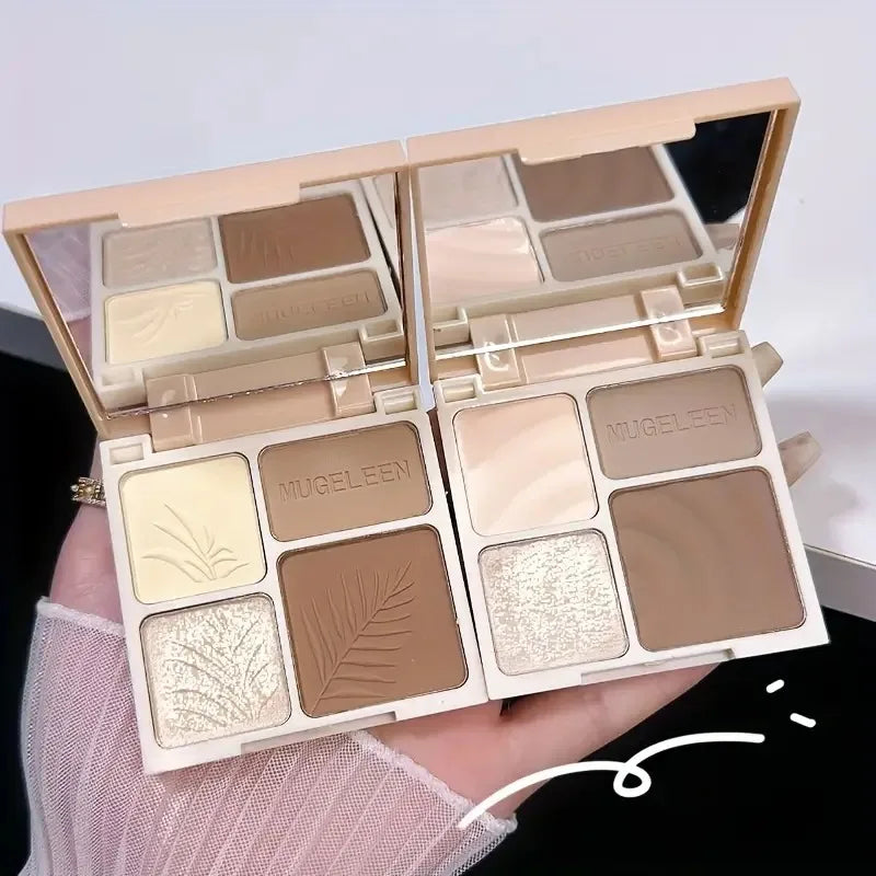 4-in-1 Highlight & Contour Powder Palette with Mirror Contour & Highlight Palette QXL