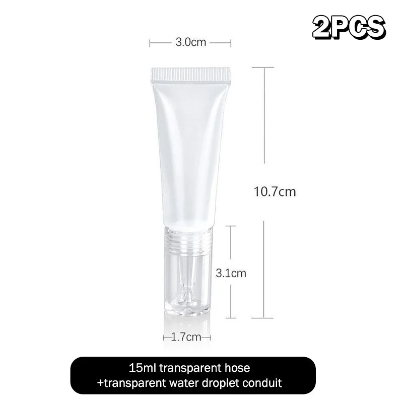 2-Pack Refillable Cosmetic Soft Tubes 10/15ml with Dropper Refillable Cosmetic Tubes QXL B 2PCS
