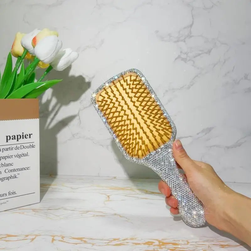 Diamond Bamboo Air Cushion Comb | Smooth Hair Styling Air Cushion Hair Comb QXL white