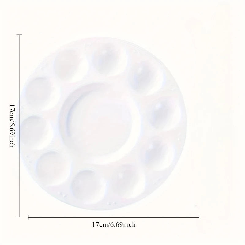 Round White Plastic Paint Palette for Students & Art Classes Art Paint Palette QXL