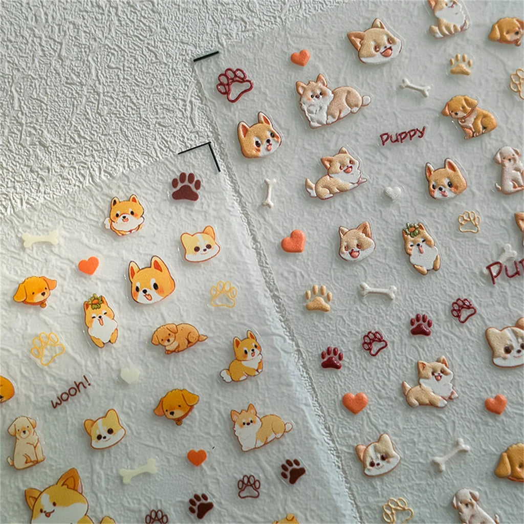 5D Kawaii Corgi Nail Art Stickers | Self-Adhesive Decals Nail Art Stickers QXL
