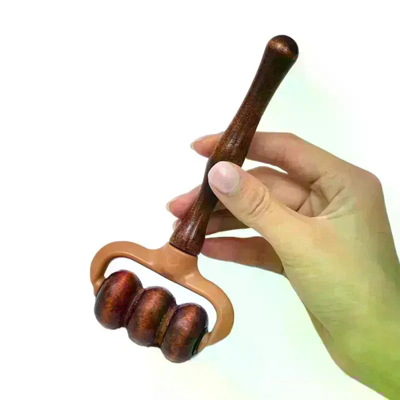 Wooden Handheld Massage Roller – Neck, Shoulders & Head Handheld Massage Roller QXL