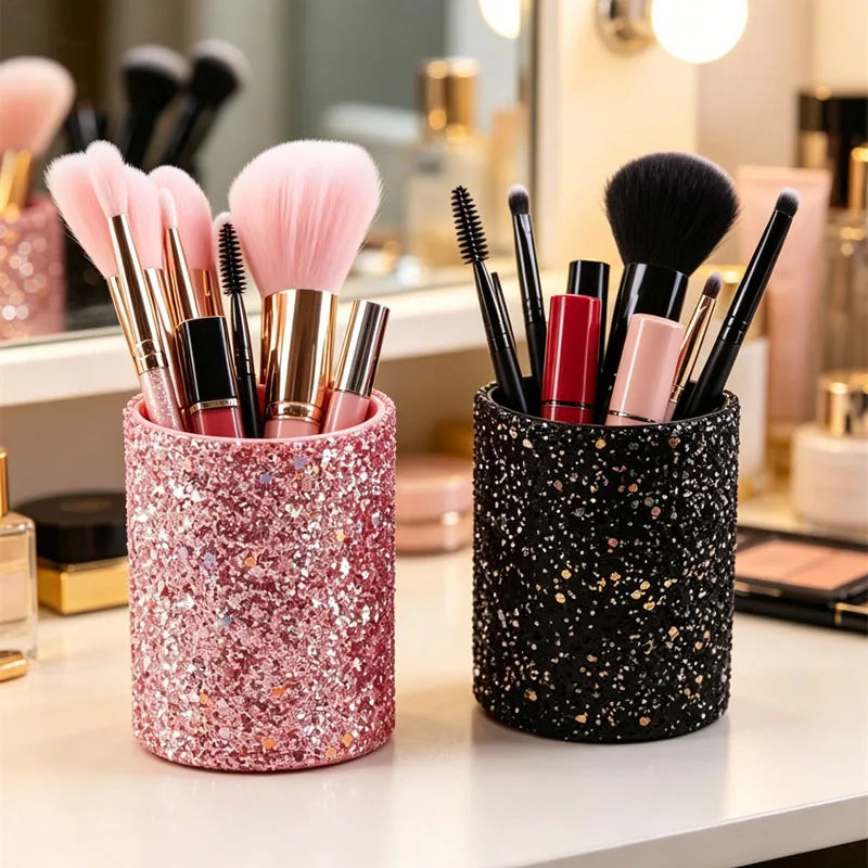 Glitter Rhinestone Makeup Brush Holder & Desk Organizer Makeup Brush Holder QXL