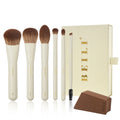 BEILI 10-Pc Mini Travel Makeup Brush Set | Synthetic Bristles Travel Makeup Brush Set QXL Beige