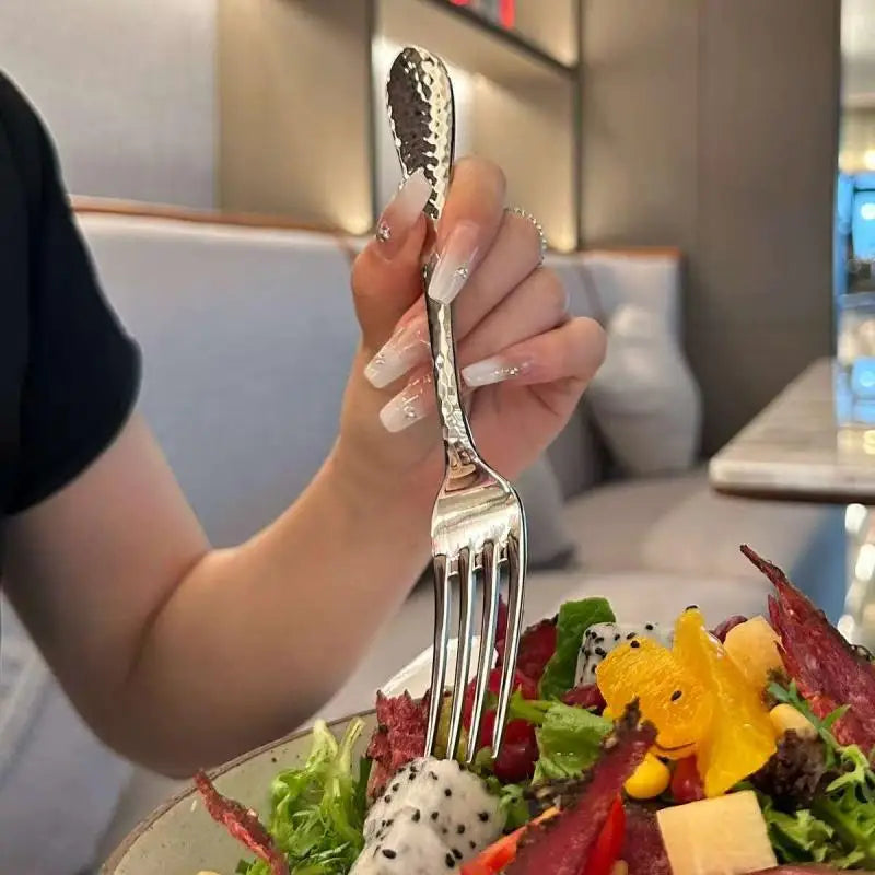 Korean Stainless Steel Dinner Fork | 18cm Four-Tine Table Fork Stainless Steel Fork QXL