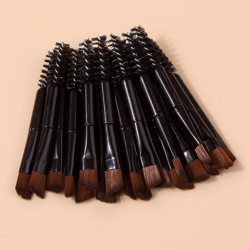 20-Pc Double-Ended Eyebrow Brush & Eyelash Comb Set | Travel Eyebrow Brush Set QXL