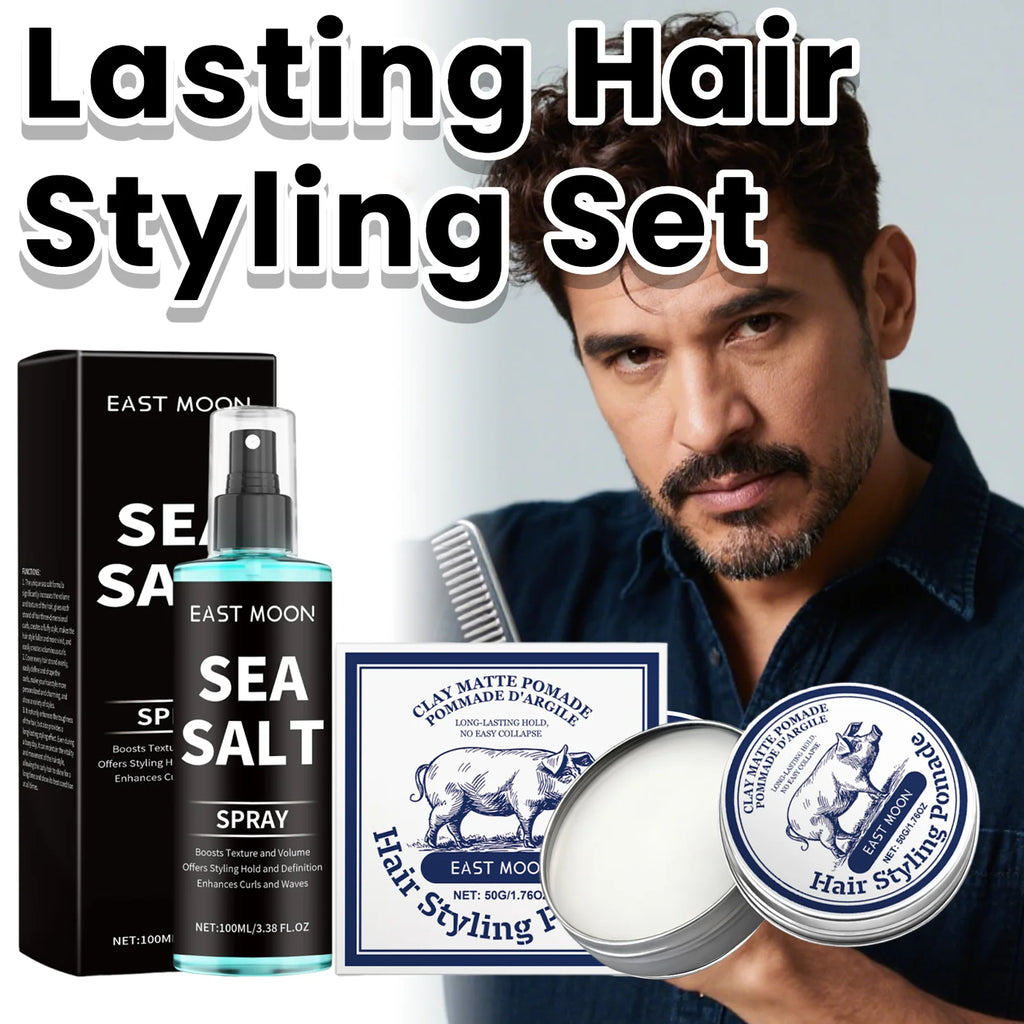HOEGOA Matte Hair Clay & Sea Salt Spray Set | All-Day Hold Hair Styling Clay QXL