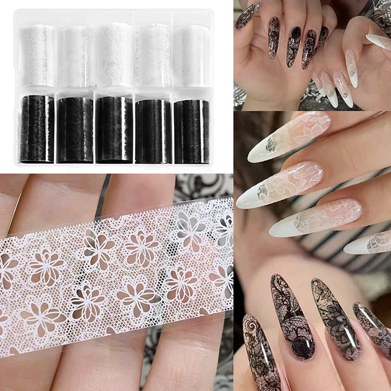 Lace Floral Nail Transfer Foils | Retro Starry Sky Stickers Nail Transfer Foils QXL