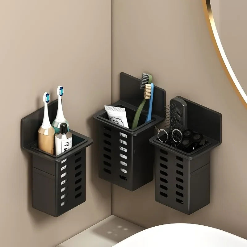 Wall-Mounted Toothbrush & Toothpaste Holder Bathroom Rack Toothbrush Holder Rack QXL