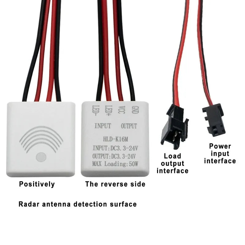 5.8GHz Microwave Motion Sensor Switch DC 3.3–24V for LED Lights Motion Sensor Switch QXL