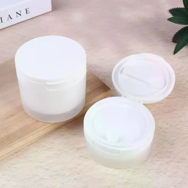 Refillable Cosmetic Jar 50/120g | Flip Lid + Spoon or Tweezers Cosmetic Storage Jar QXL