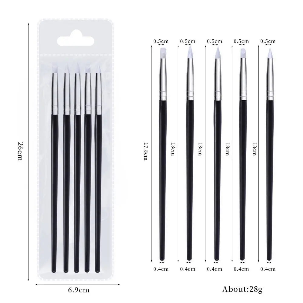 5-Piece Silicone Nail Art Brush & Dotting Tool Set Nail Art Brush Set QXL