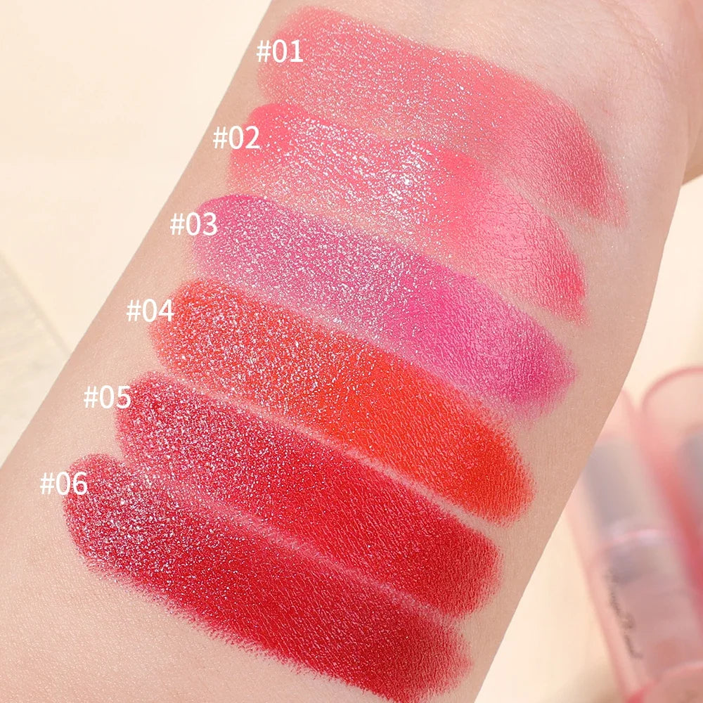 Waterproof Glitter Lipstick | Pearlescent Shiny Lip Tint Glitter Lipstick QXL