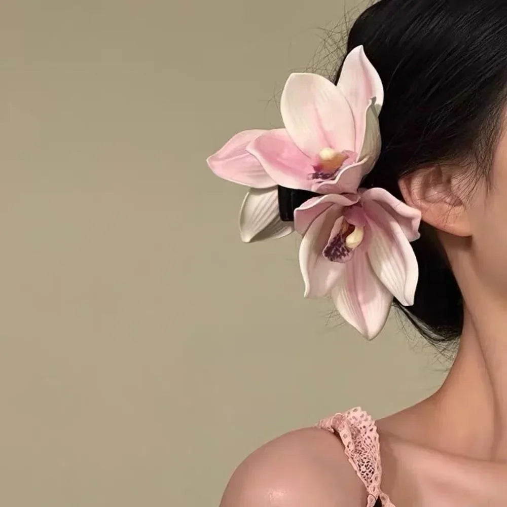 Large Orchid Flower Claw Clip | Tropical Frangipani Hair Clip Floral Claw Clip QXL