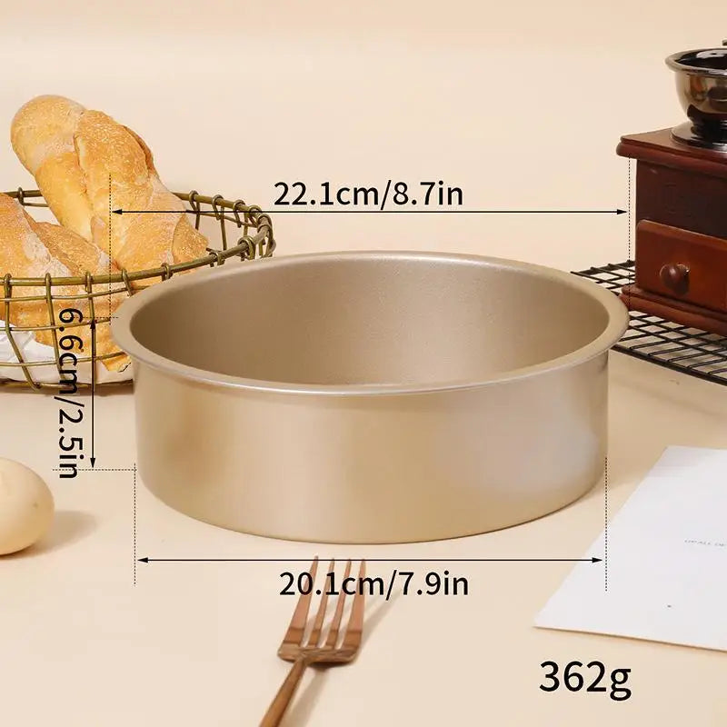 Non-Stick Round Cake Mold | Aluminum & Removable Base Cake Mold QXL 8 inches Gold