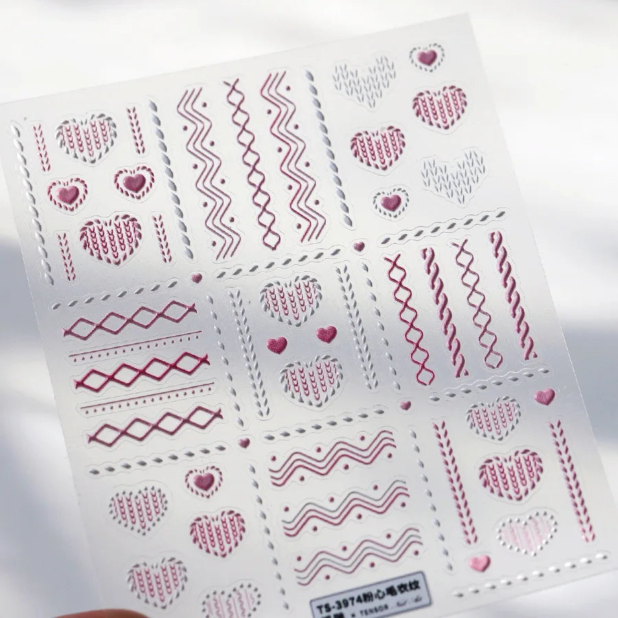 5D Kawaii Jelly Nail Stickers – Heart Star Peach Decals