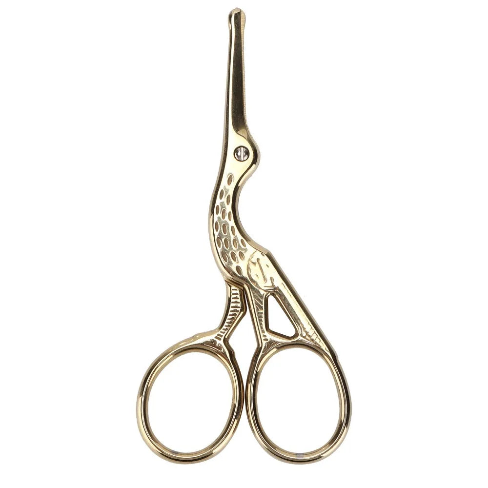 Blunt Tip Nose Hair Scissors | Stainless Steel Crane Design Nose Hair Scissors QXL Gold