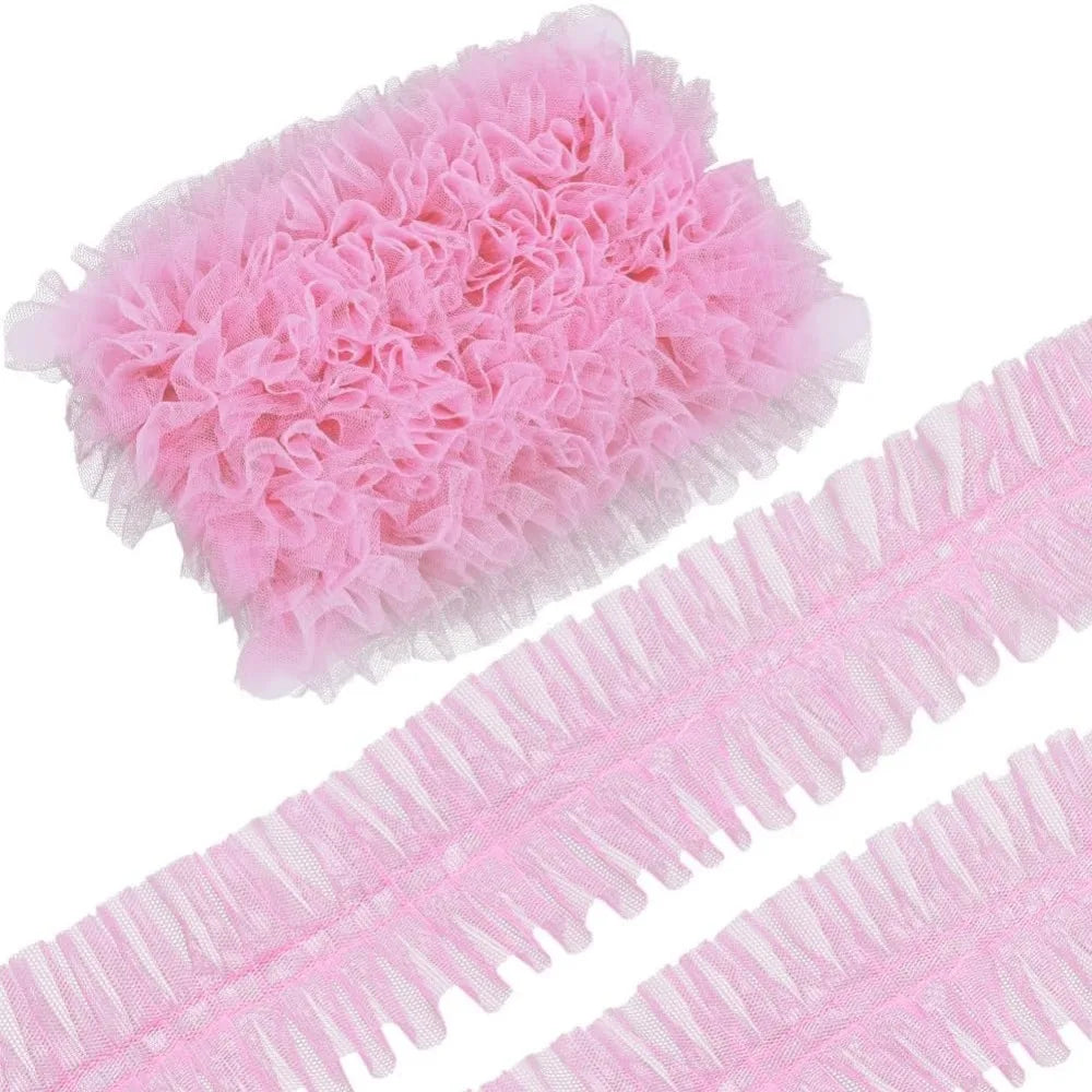 10 Yards Pleated Lace Trim | 6cm Ruffle Organza Ribbon Lace Trim Ribbon QXL AECH04-14494