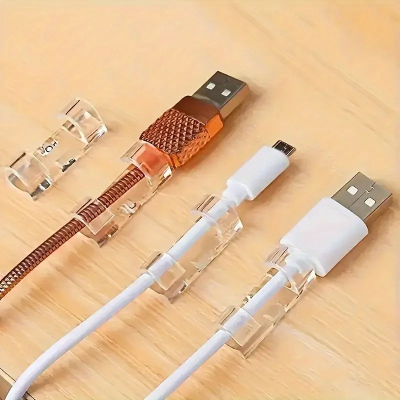 Clear Adhesive Cable Clips | Transparent Wire Cord Organizers Cable Clips QXL