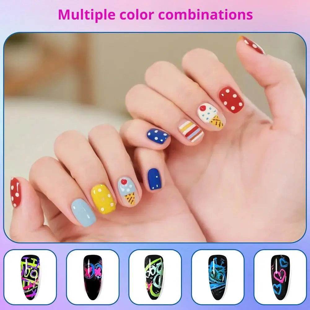 12/24-Color 3D Nail Art Pen Set | Acrylic Paint Liner & Dotting Nail Art Pen Set QXL