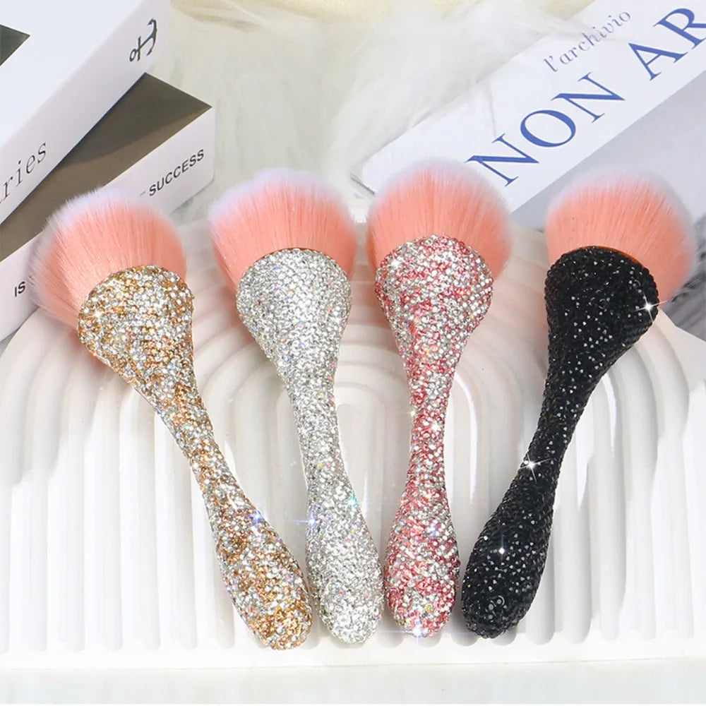 Fluffy Powder Brush | Soft Bristles & Diamond Rhinestone Handle Loose Powder Brush QXL