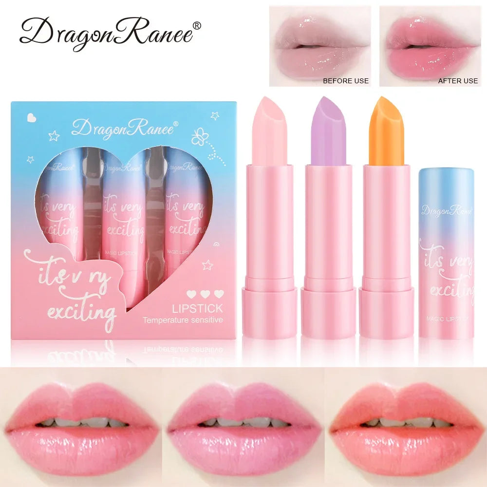 Dragon Ranee 3-Pc Temperature-Change Moisturizing Lip Balm Set Lip Balm Set QXL