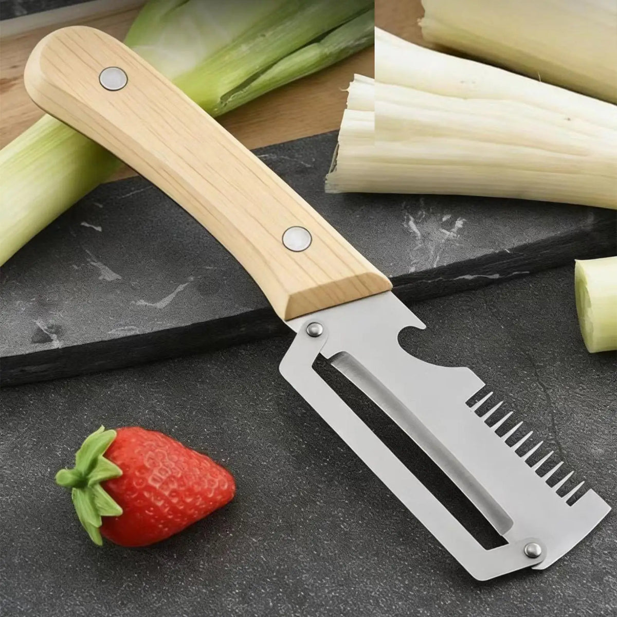 Stainless Steel Vegetable Peeler Wooden Handle | 2-Pack Vegetable Peeler Set QXL