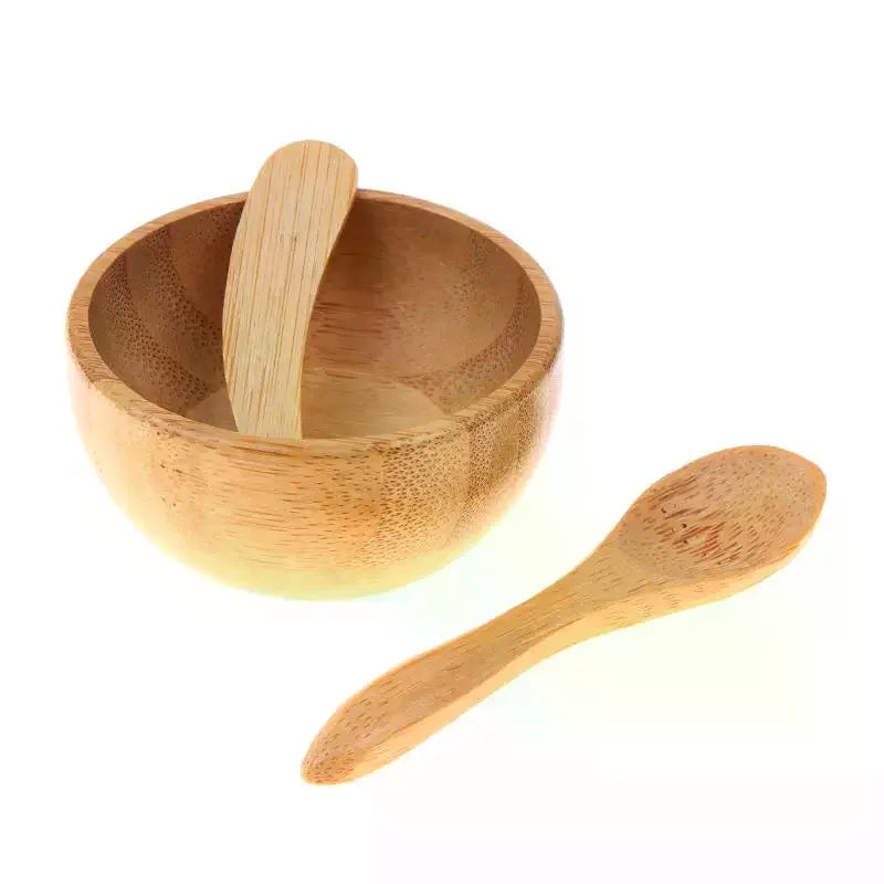 Bamboo DIY Face Mask Mixing Bowl Set – Spoon & Stick Kit Face Mask Tool Set QXL