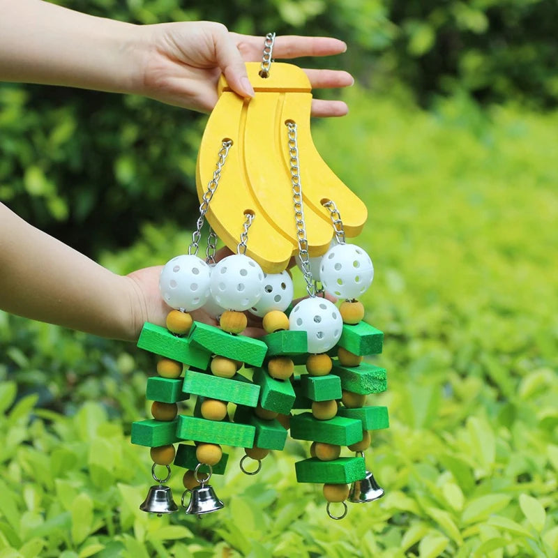 Colorful Wooden Parrot Chew Swing Toy | Cockatiel Cage Bird Chew Toy QXL