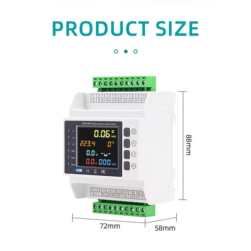 Tuya WiFi Bidirectional Energy Meter with 3 CT Clamps Smart Energy Meter QXL