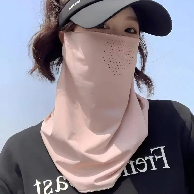 Ice Silk UV Sun Protection Face Mask | Breathable Summer Scarf UV Face Scarf QXL